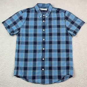 Outerknown Men’s Size S Blue Plaid Organic Cotton Short Sleeve Button Shirt EUC